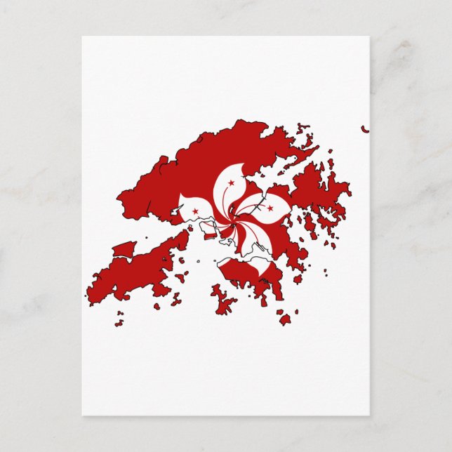 Hong Kong flag map Postcard (Front)