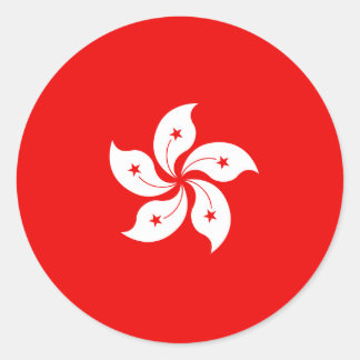 Hong Kong Flag White Orchid Symbol Classic Round Sticker