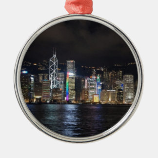 Hong Kong Harbor at night Metal Tree Decoration