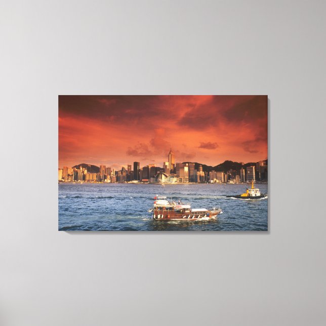 Hong Kong Harbour at Sunset Canvas Print (Front)