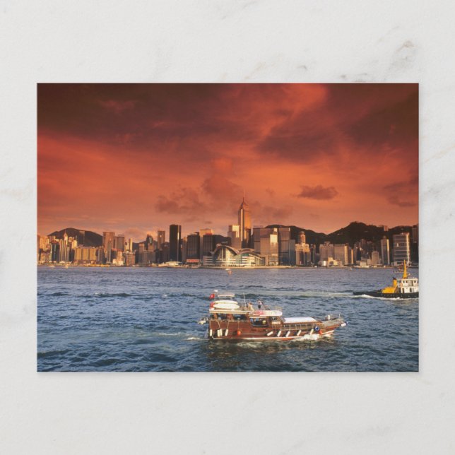 Hong Kong Harbour at Sunset Postcard (Front)