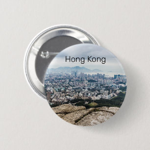 Hong Kong Lion Rock Hill Skyline Panorama Souvenir 6 Cm Round Badge