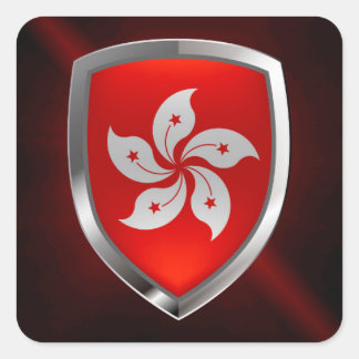 Hong Kong Metallic Emblem Square Sticker
