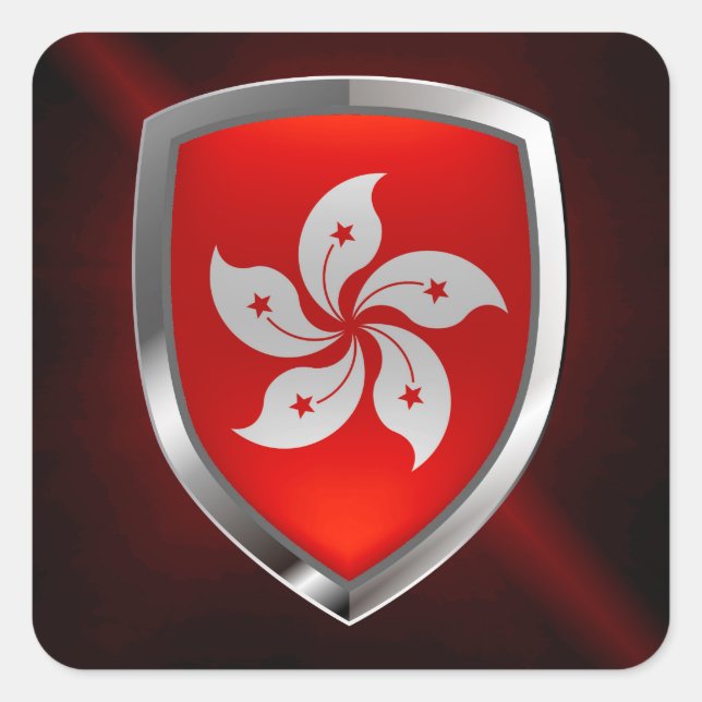 Hong Kong Metallic Emblem Square Sticker (Front)