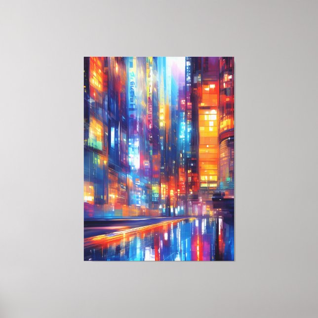Hong Kong Neon Lights Colourful Cityscape Canvas Print (Front)