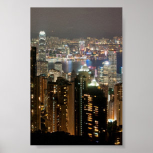 Hong Kong Night Skyline from Victoria Peak Poster