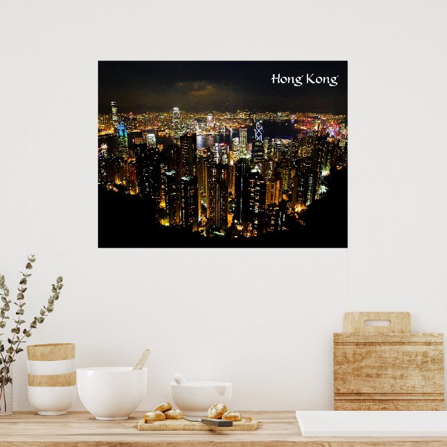 Hong Kong Nightscape Poster (Kitchen)
