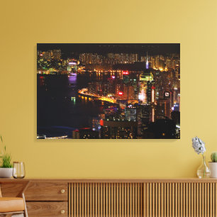 Hong Kong Nightscape Stretch Canvas Print