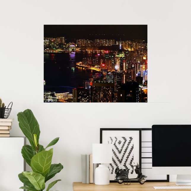 Hong Kong Nightscape Travel Poster (Home Office)