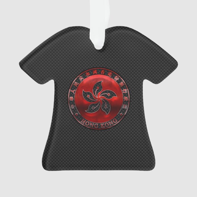 Hong Kong Orchid Flower on Carbon Fibre Print Ornament (Front)