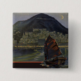 Hong Kong ~ Riviera of the Orient 15 Cm Square Badge