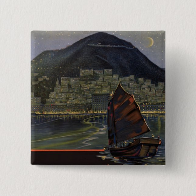Hong Kong ~ Riviera of the Orient 15 Cm Square Badge (Front)