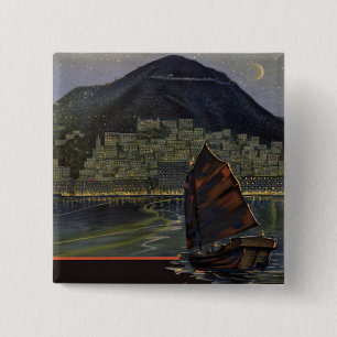 Hong Kong ~ Riviera of the Orient 15 Cm Square Badge