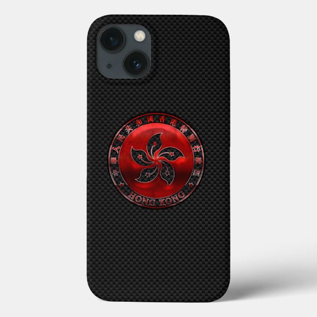 Hong Kong Ruby Seal on Carbon Fibre Print Case-Mate iPhone Case (Back)