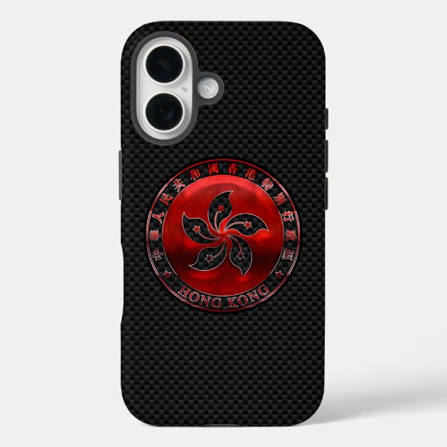 Hong Kong Ruby Seal on Carbon Fibre Print Case-Mate iPhone Case (Back)