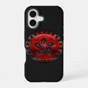 Hong Kong Ruby Seal on Carbon Fibre Print iPhone 16 Case