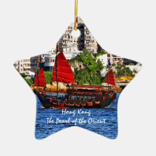 Hong Kong Sampan The Pearl of the Orient Ceramic Tree Decoration