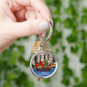 Hong Kong Sampan The Pearl of the Orient Key Ring