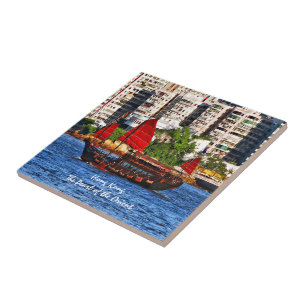 Hong Kong Sampan The Pearl of the Orient Tile