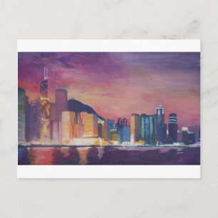 Hong Kong Skyline At Night Postcard