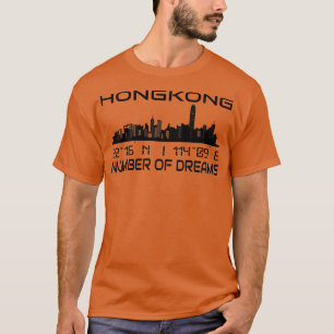 Hong Kong Skyline GPS Coordinates Capital City 3 T-Shirt