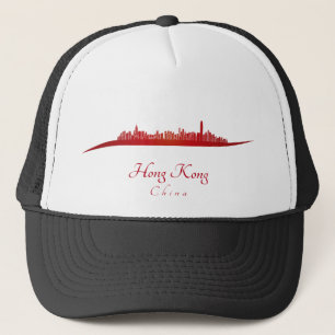Hong Kong skyline in red Trucker Hat