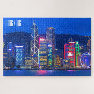 hong kong skyline lights jigsaw puzzle