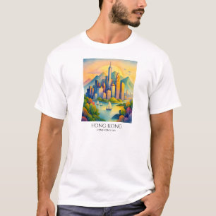 Hong Kong Skyline Watercolor Travel T-Shirt