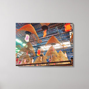Hong Kong temple incense coils canvas print