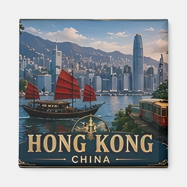 🧲 Hong Kong Travel Keepsake For City Explorers 🧲 Magnet (Front)
