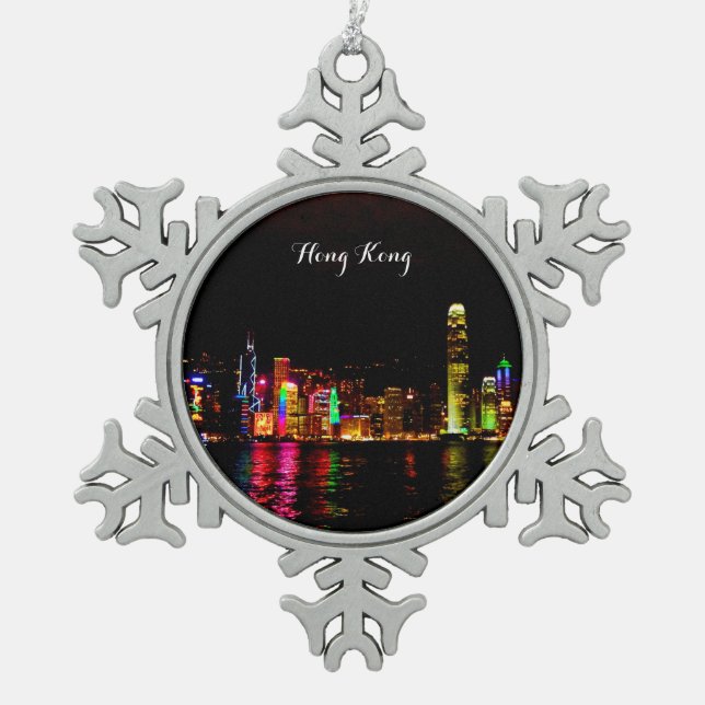 Hong Kong Victoria Harbour #2 Snowflake Ornament (Front)