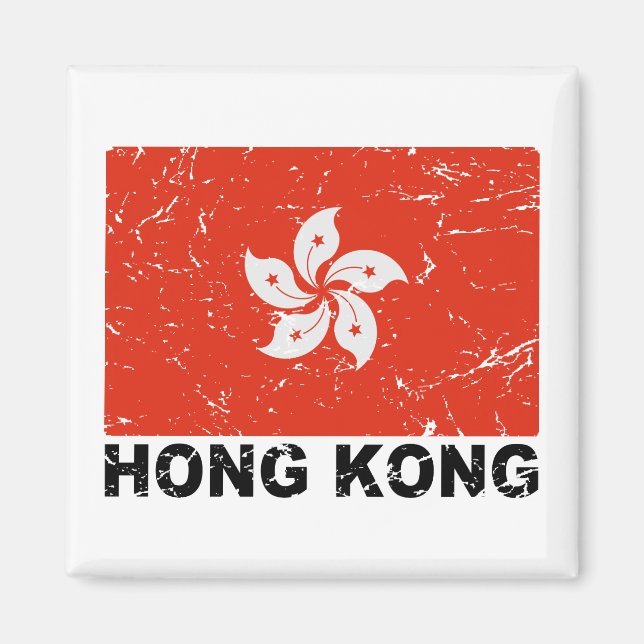 Hong Kong Vintage Flag Magnet (Front)