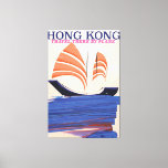 Hong Kong Vintage style travel print<br><div class="desc">Hong Kong Vintage style travel print. Painted Hong Kong vacation travel poster. Junk boat vacation print.</div>