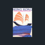Hong Kong Vintage style travel print<br><div class="desc">Hong Kong Vintage style travel print. Painted Hong Kong vacation travel poster. Junk boat vacation print.</div>