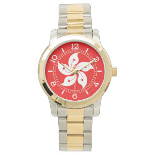 Hong Kong White Orchid Symbol Dial Watch