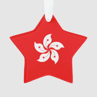 Hong Kong White Orchid Symbol on Red Ornament