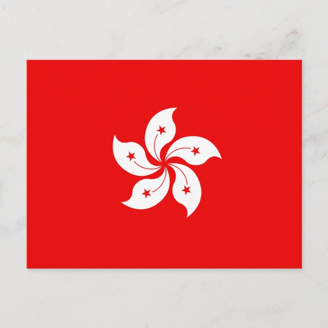 Hong Kong White Orchid Symbol on Red Postcard (Front)