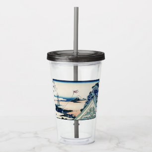 Honganji Temple Vista of Mt. Fuji Japanese Woodcut Acrylic Tumbler
