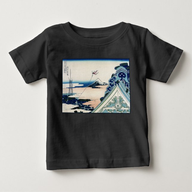 Honganji Temple Vista of Mt. Fuji Japanese Woodcut Baby T-Shirt (Front)