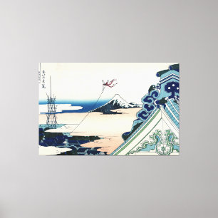 Honganji Temple Vista of Mt. Fuji Japanese Woodcut Canvas Print