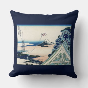 Honganji Temple Vista of Mt. Fuji Japanese Woodcut Cushion