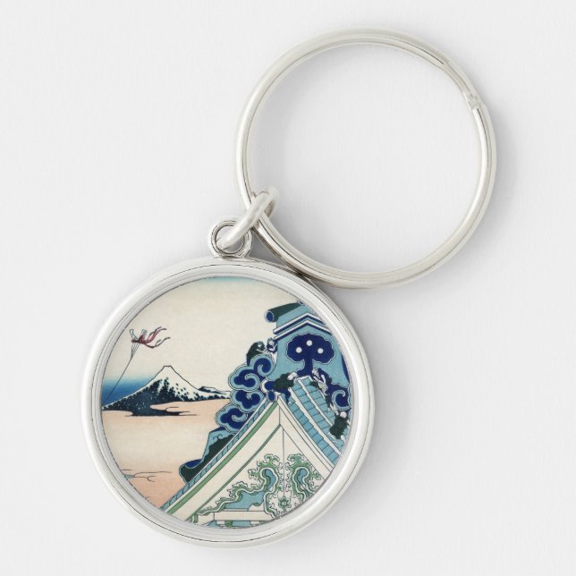 Honganji Temple Vista of Mt. Fuji Japanese Woodcut Key Ring (Front)
