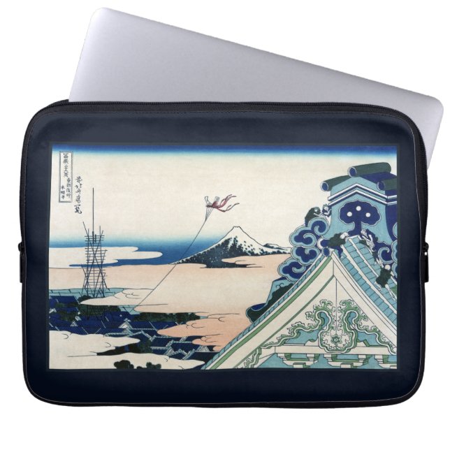 Honganji Temple Vista of Mt. Fuji Japanese Woodcut Laptop Sleeve (Front)