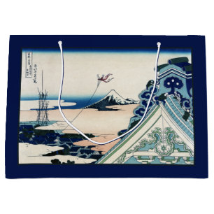 Honganji Temple Vista of Mt. Fuji Japanese Woodcut Large Gift Bag
