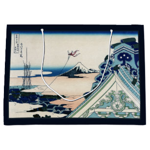Honganji Temple Vista of Mt. Fuji Japanese Woodcut Large Gift Bag