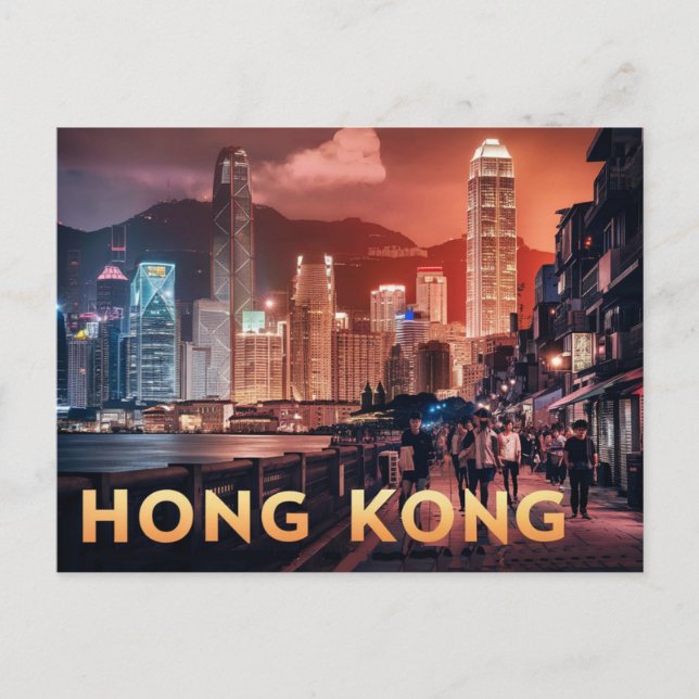 Hongkong China Night Postcard (Front)