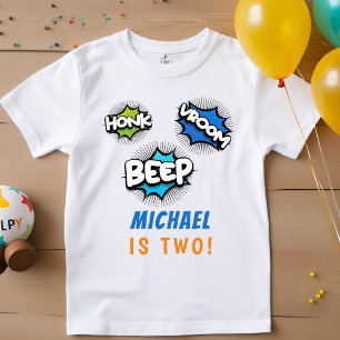 Honk beep vroom monster trucks birthday baby boy T-Shirt