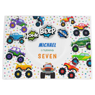 Honk beep vroom monster trucks boy birthday bowl large gift bag