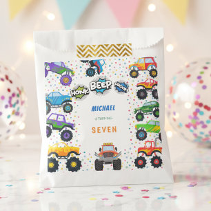 Honk beep vroom monster trucks boy birthday favour bags
