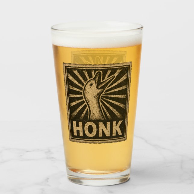 Honk Goose Funny Duck Chicken Meme Glass (Front Filled)